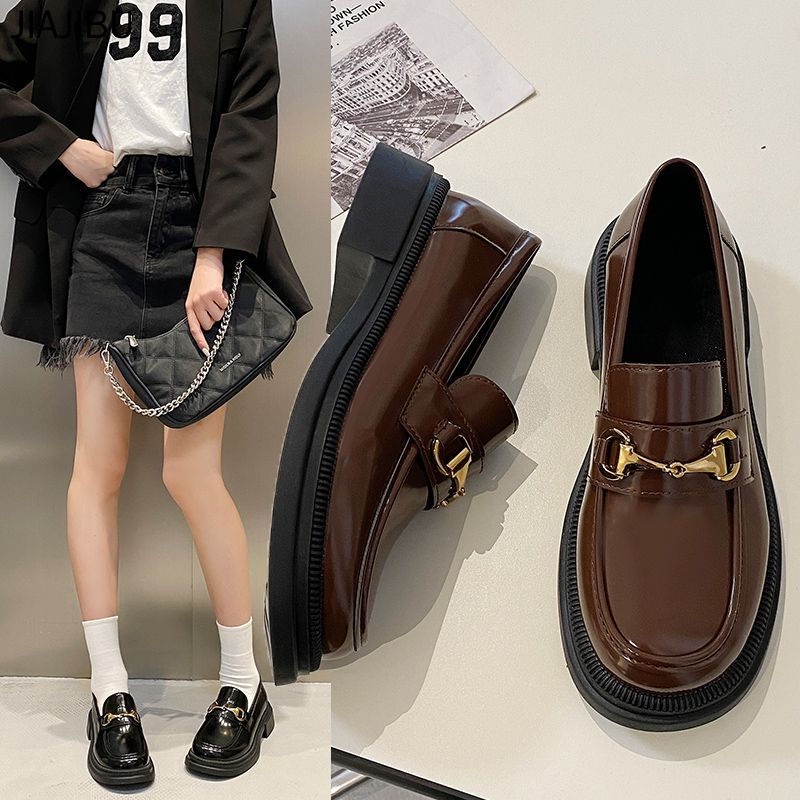 Mary Jane Shoes 35-42 thước giày nữ size lớn thời trang hàn quốc giày mary jane chống trượt Giày đồng phục JK Nhật Bản giày đi lại thông thường Giày Lolita Khóa Kim Loại giày da nền tảng giày học sinh Black EVA Rubber Sole Shoes Non-slip Platform Shoes