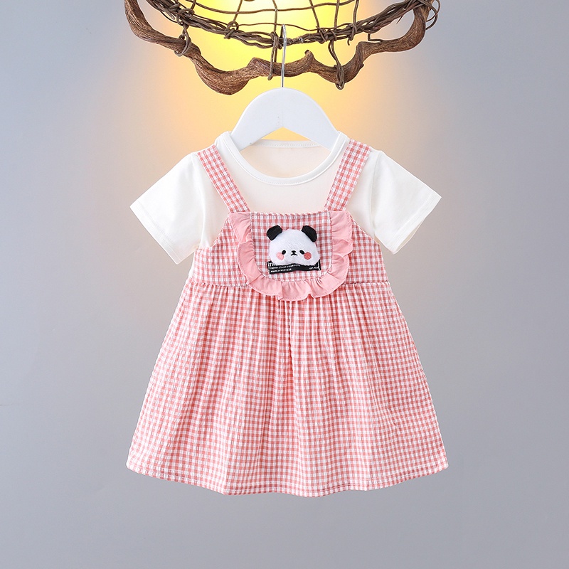 Đầm Công Chúa Giả Hai Lớp Cổ Tròn Dễ Thương Cho Bé Gái Aku