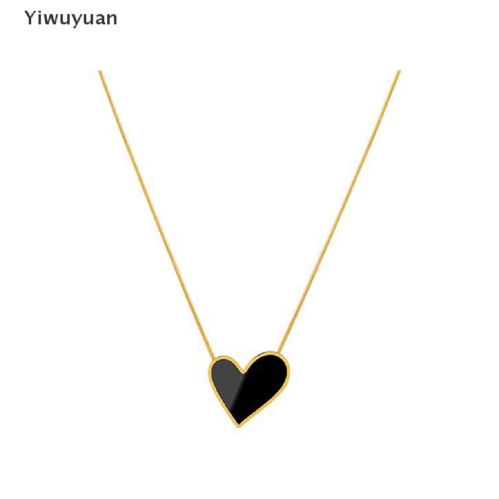< Yiwuyuan > Vòng cổ Mặt Hình Trái Tim Vỏ Sò Trắng Đen Bằng Thép Không Gỉ Thời Trang Hàn Quốc Cho Nữ Đang Giảm Giá