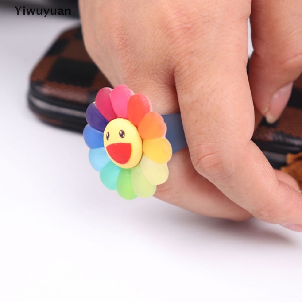 < Yiwuyuan > Nhẫn Acrylic Hình Hoa Mặt Trời Mặt Cười Màu Kẹo Ngọt Ngào Dễ Thương Thời Trang Làm Quà Tặng Cho Nữ