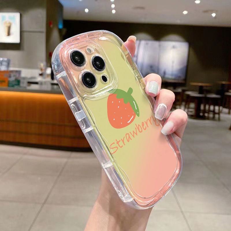 ✅Ốp Điện Thoại Mềm Trong Suốt Chống Sốc / Chống Nhòe In Hình Quả Dâu Cho Iphone Xs 14 8p 11 / 12promax13 / xr7