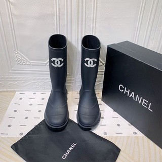CHA NEL 2022 new mid-ancient thick-soled rain boots Women's outer wear mid-length boots High-length Knight Boots knee-high boots