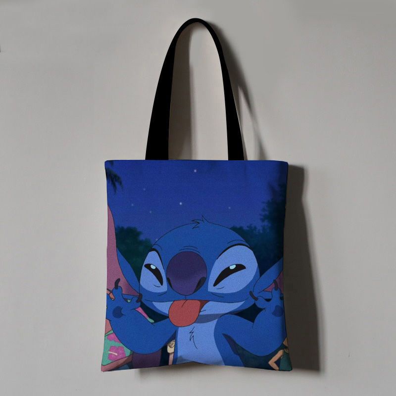 Túi Đeo Vai Vải Canvas In Hoạt Hình Stitch Dễ Thương Thời Trang Cho Nữ