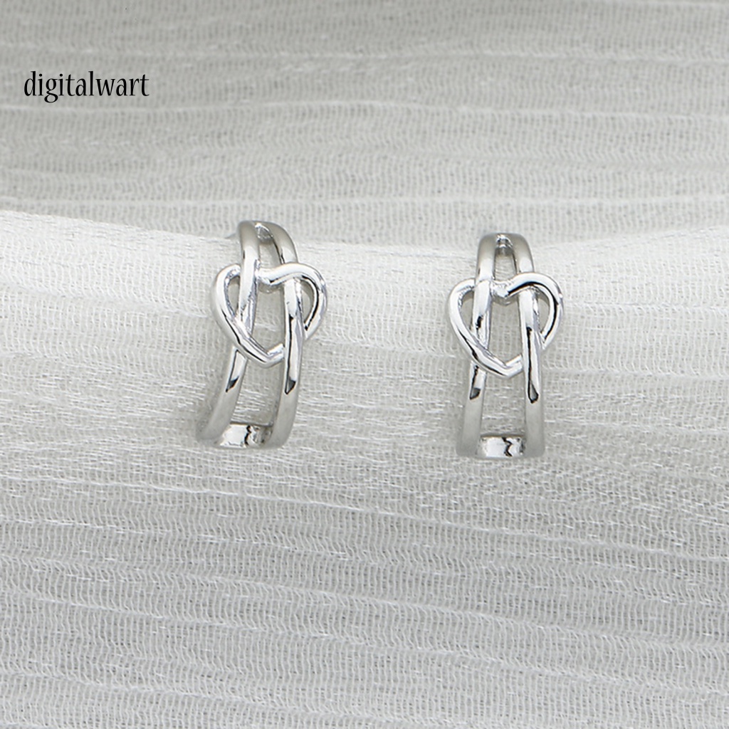 Kỹ Thuật Số| 1 Đôi Bông Tai Hình Chữ C Thắt Nút Trái Tim Tình Yêu Không Gây Dị Ứng Dễ Phối Đồ Trang Sức Cho Nữ