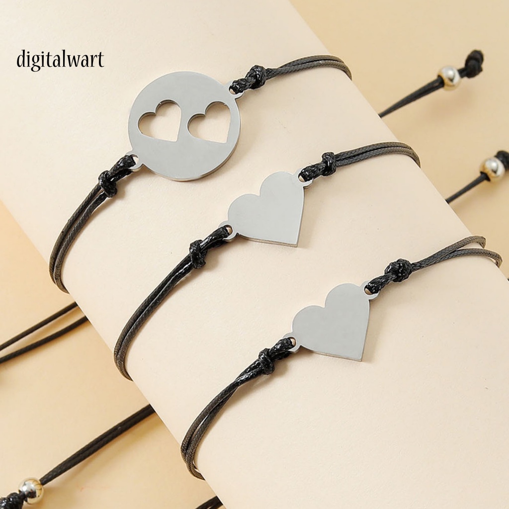 Kỹ Thuật Số| Set 3 Vòng Tay Trái Tim Rỗng Sáng Điều Chỉnh Được Cho Mẹ Và Bé