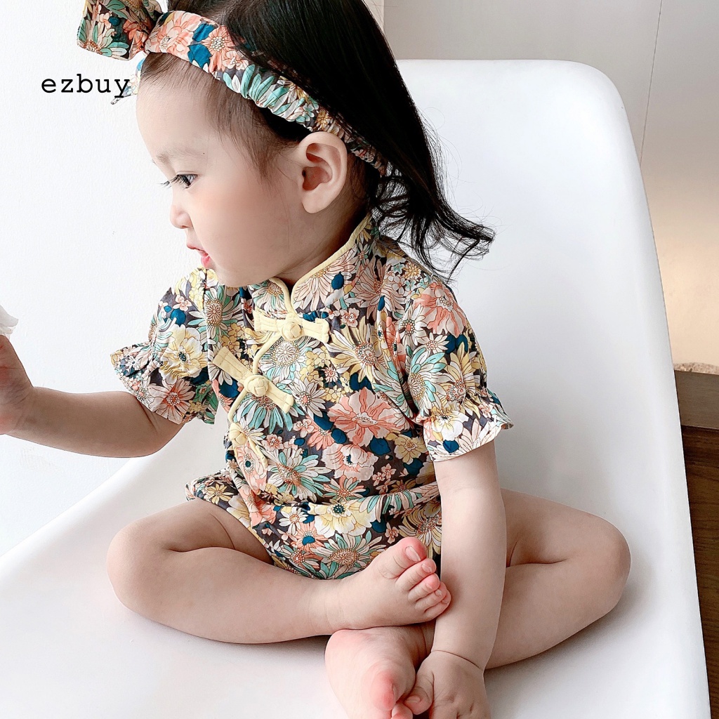 Bộ Áo Liền Quần In Hoa Dáng Rộng Thoáng Khí Thời Trang Mùa Hè Xinh Xắn Cho Bé Gái