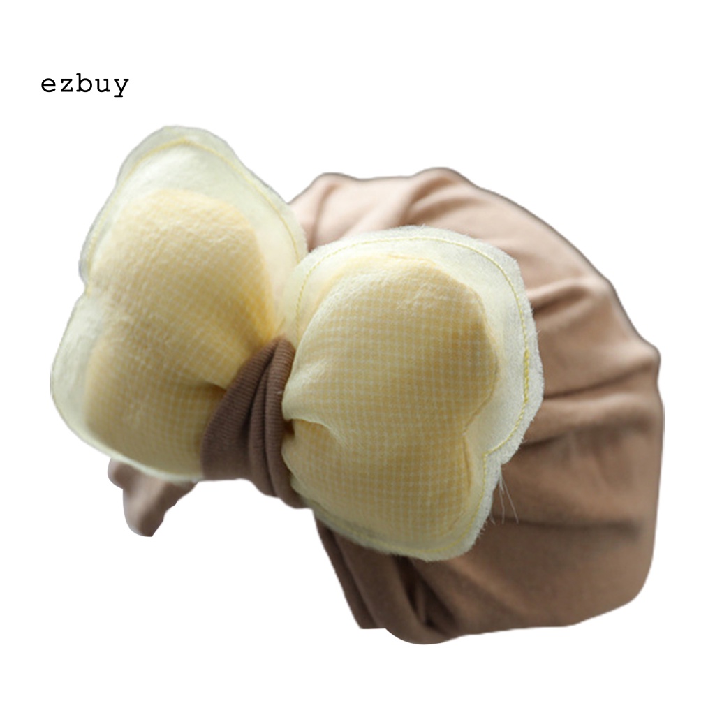 Mũ Cotton Trùm Đầu Đính Nơ Chống Nhăn Co Giãn Cho Bé