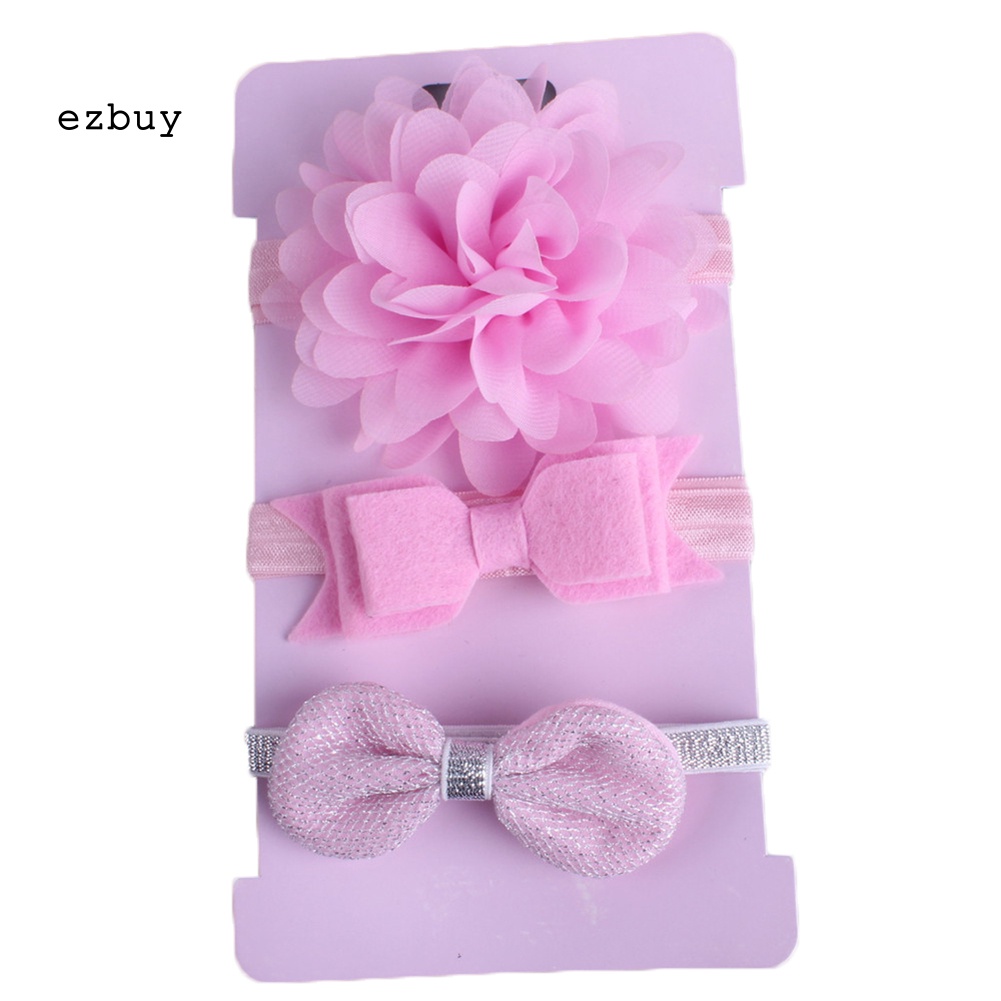 Bộ 3 Băng Đô Nơ Phối Lưới Đính Hoa Xinh Xắn Cho Bé Gái