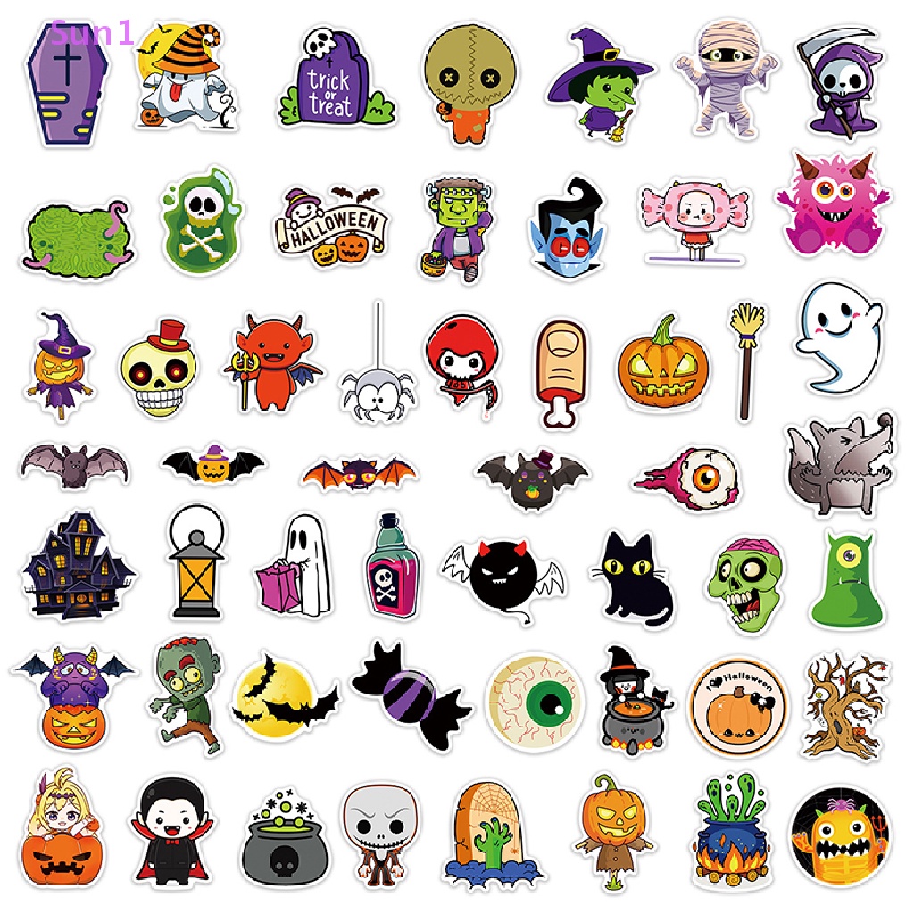 Set 50 Sticker Họa Tiết Halloween Ngộ Nghĩnh Dùng Để Trang Trí Thủ Công