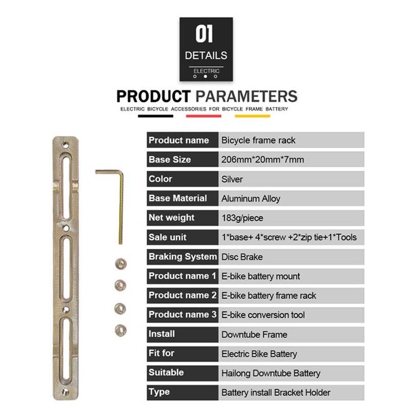 Khung Gắn Pin Thay Thế Chuyên Dụng Cho Xe Đạp Điện Hailong Tube Ebike