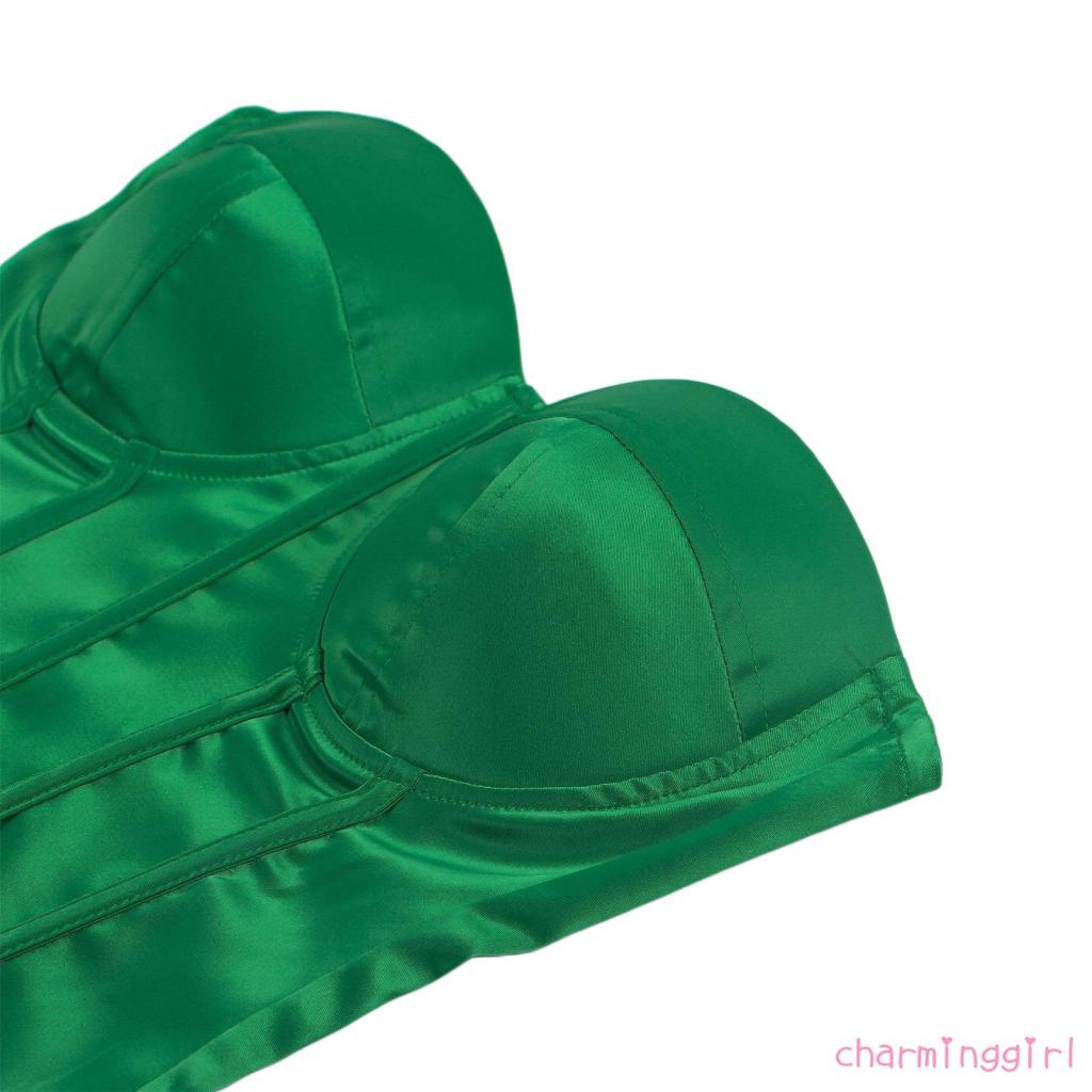 Chm-áo Ống Satin Trơn Màu Không Tay Khoét Sâu Gợi Cảm Mùa Hè Cho Nữ