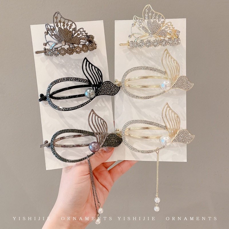 Kẹp TóC HìNh Đuôi Cá ĐíNh NgọC Trai Giả Sang TrọNg