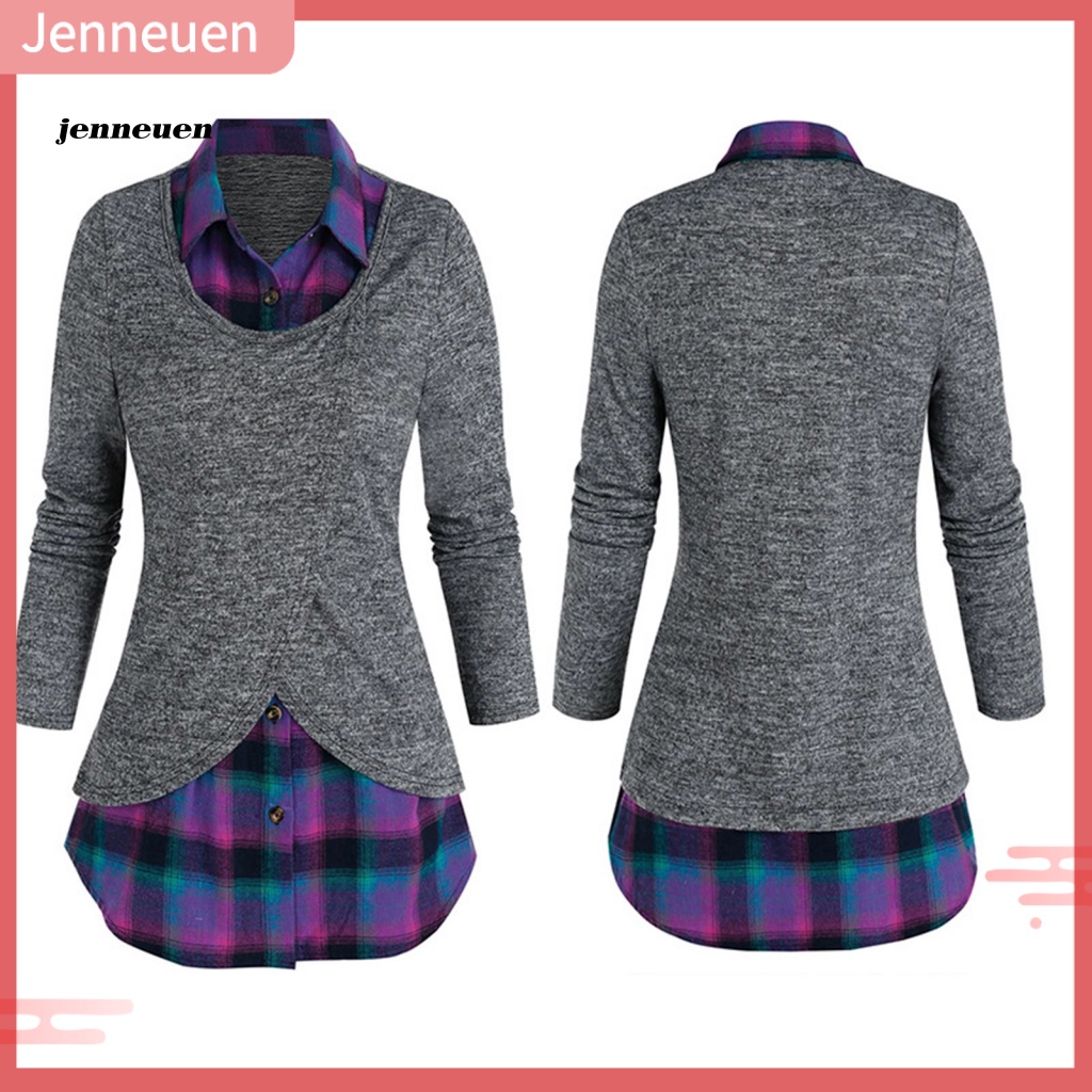 Áo Sơ Mi Dài Tay Giả Hai Lớp Phối Họa Tiết Kẻ Sọc Dáng Ôm Thời Trang Cho Nữ