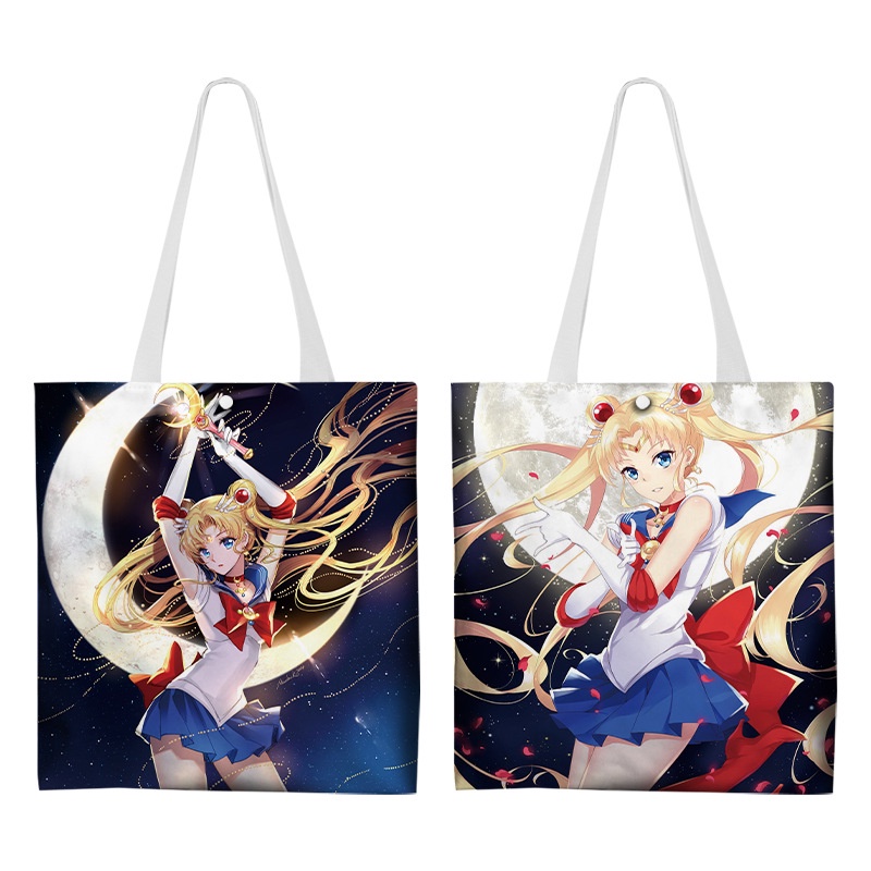 Ví Canvas Dây Rút Dáng Ngắn In Hình Thủy Thủ Mặt Trăng Xinh Xắn