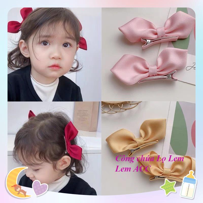 Set 2 kẹp tóc nơ nhỏ đáng yêu cho bé gái, kẹp tóc nơ hàn quốc cho bé gái Y036