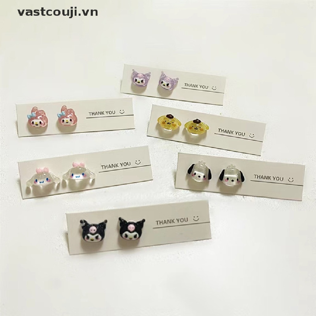 Vastji Sanrio Bông Tai Mini Bằng Nhựa Mềm Phong Cách Harajuku Đáng Yêu Cho Nữ
