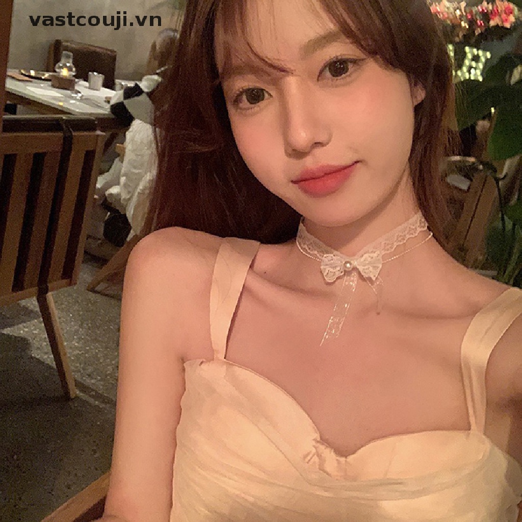 Vòng Cổ Choker Hai Lớp Thắt Nơ Hoa Quyến Rũ Cho Nữ