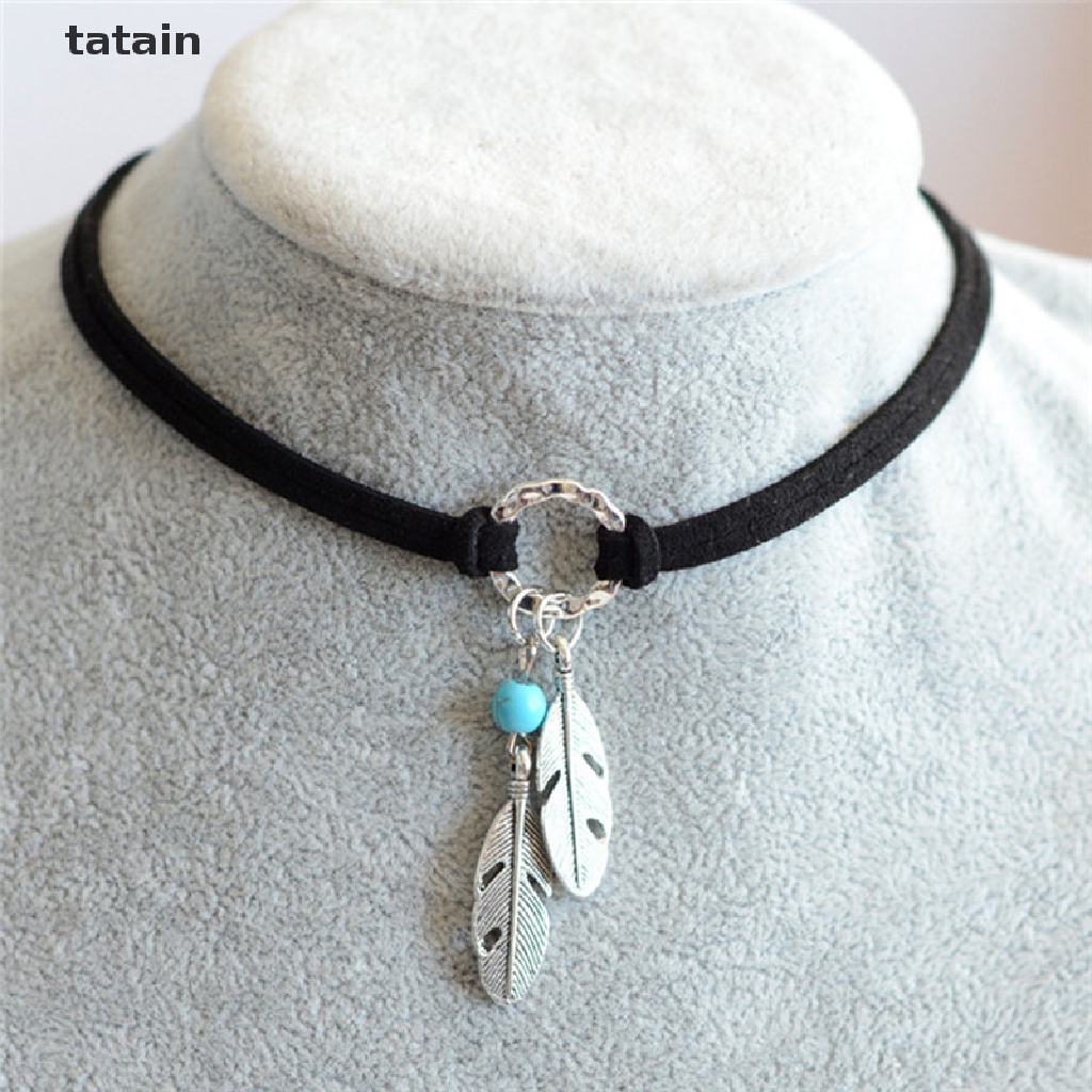 Vòng Cổ Choker Mặt Lông Vũ Phong Cách Bohemian Thời Trang