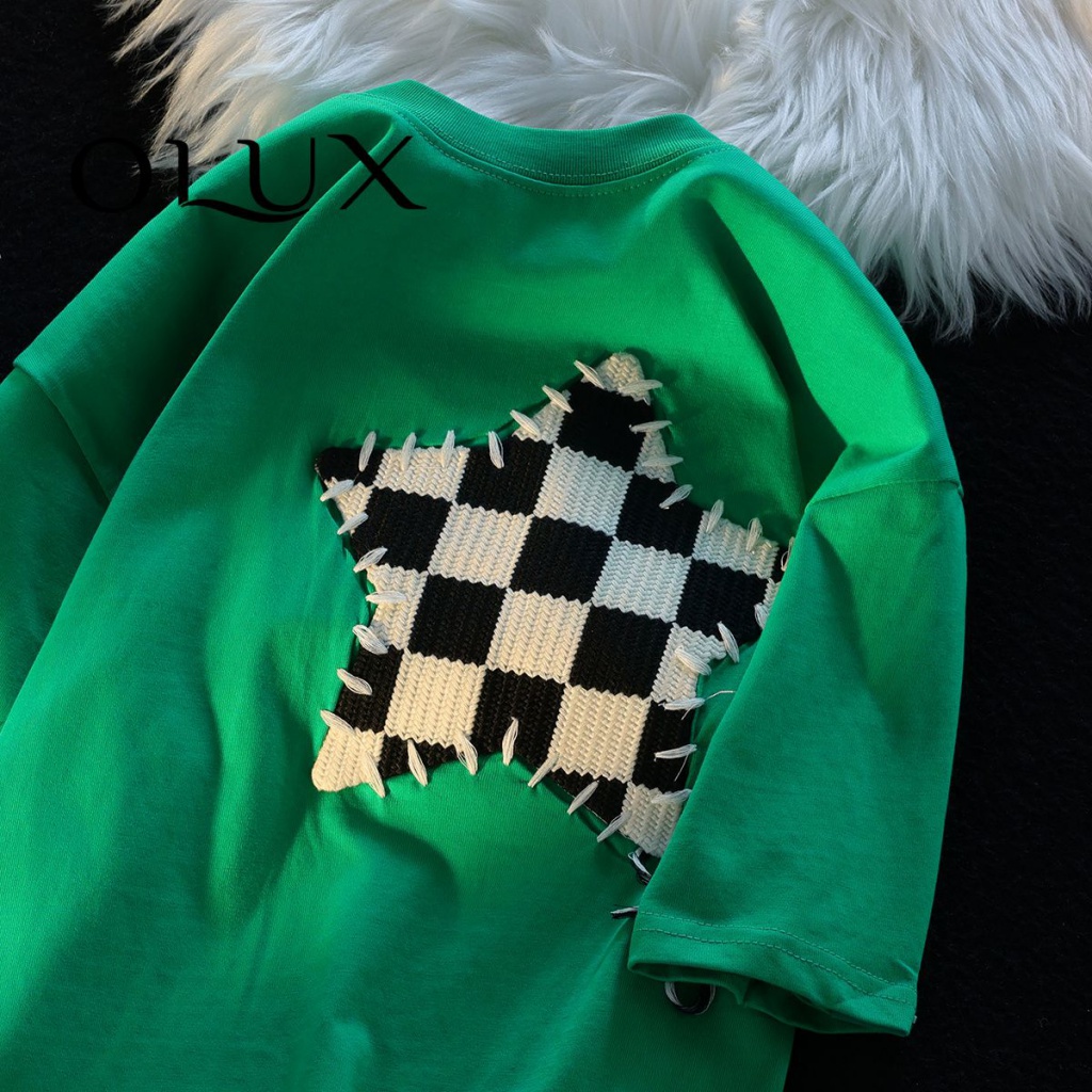 Áo Thun Tay Ngắn Chất Liệu 100% Cotton Họa Tiết Ngôi Sao Năm Cánh Phong Cách Retro GK37