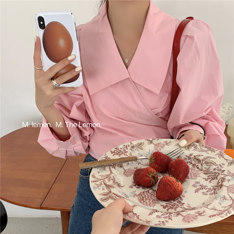 Áo Sơ Mi Crop Top Buộc Dây Eo Phong Cách Hàn Quốc Thời Trang Mùa Xuân 2023 Mới