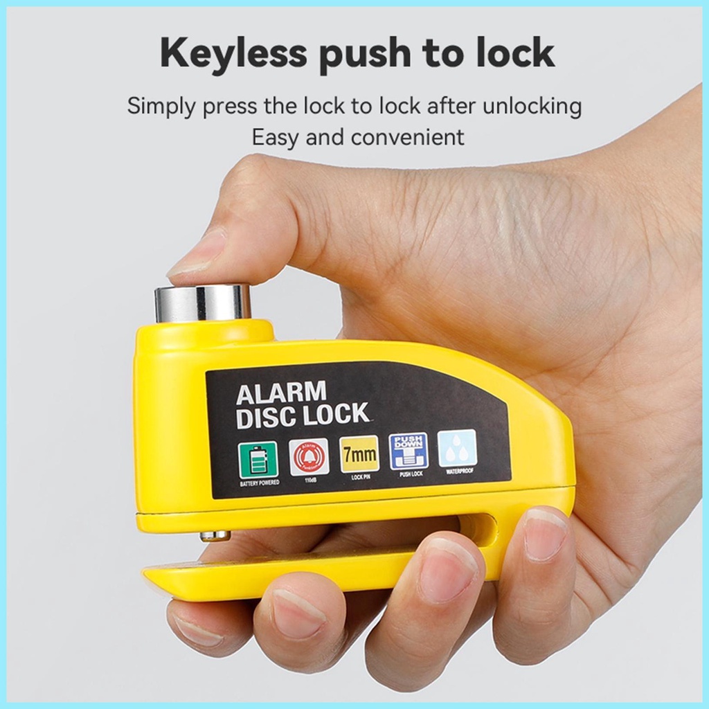 Bộ Khóa Phanh Đĩa 110 DB 7mm 6 Nút Pin Chống Thấm Nước Chống Trộm Dành Cho Xe Máy