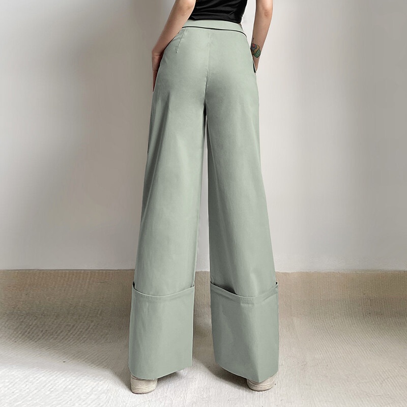 Kliou Quần Dài Dáng Rộng Lưng Cao Phối Túi Phong Cách Hip hop Mỹ Thời Trang 2023