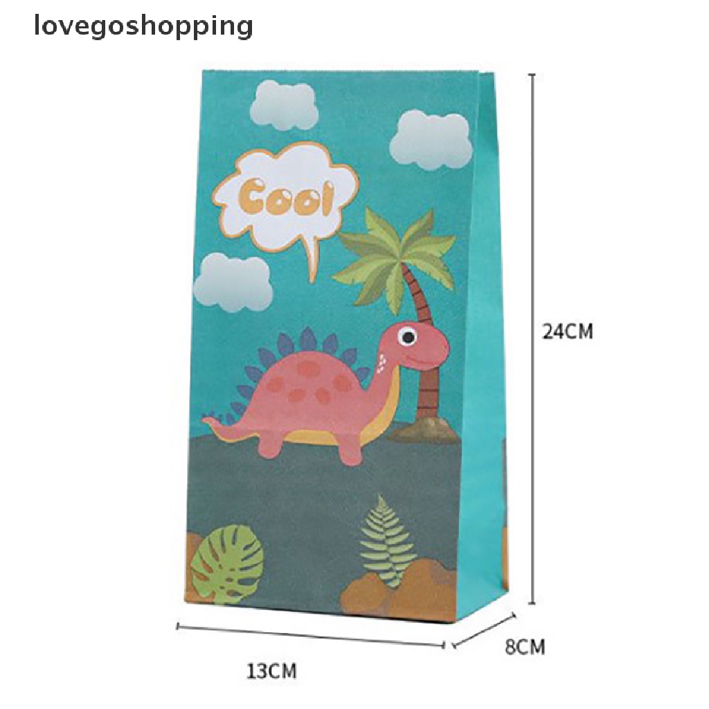 Set 10 Túi Giấy Đựng Bánh Kẹo Hình Khủng Long Hoạt Hình