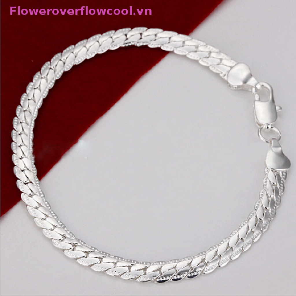 Vòng Tay Dạng Xích Rắn Mạ Bạc Rộng 5Mm Thời Trang Cho Nam