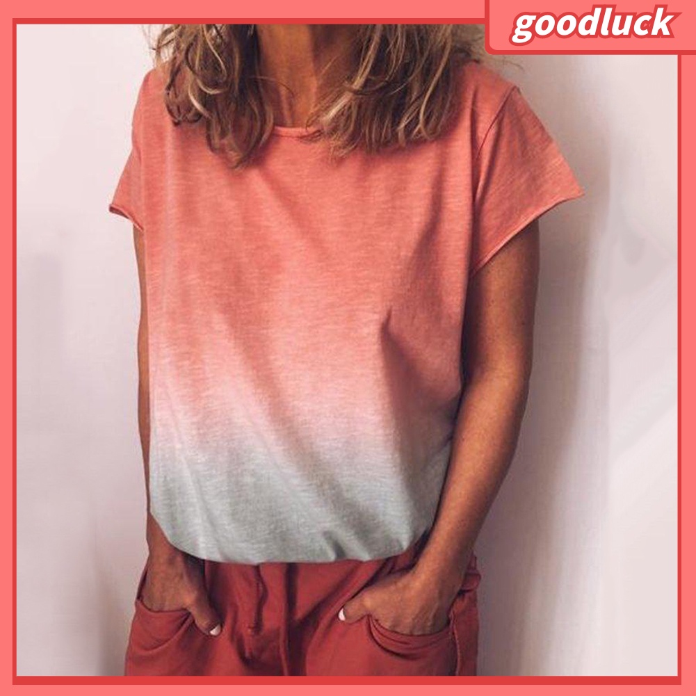 [ULK] Áo Thun Dáng Rộng Màu Nhuộm Cổ Thuyền Thư Giãn Thời Trang Mùa Hè Dành Cho Nữ