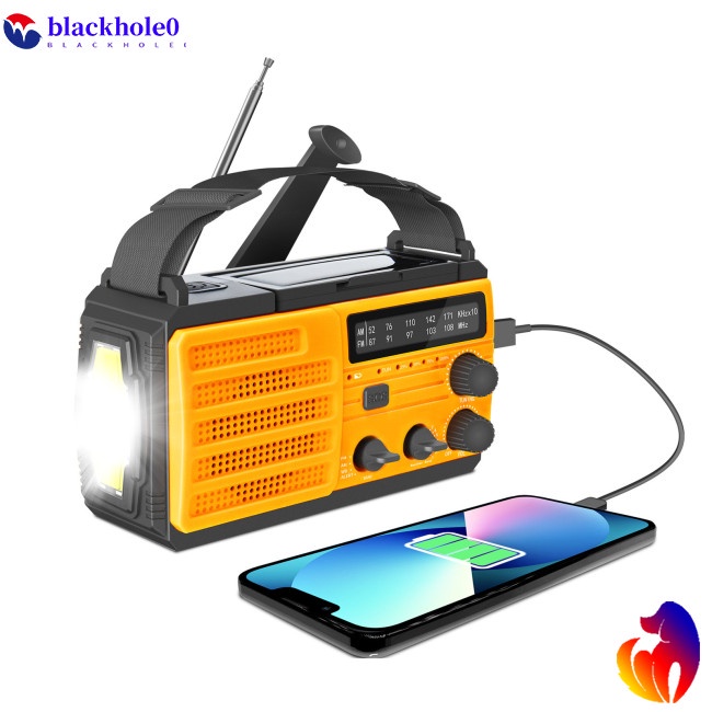 Đài Phát Thanh Khẩn Cấp 8000mah Có Đèn Led Sạc Pin Năng Lượng Mặt Trời Sos Noaa Am / fm