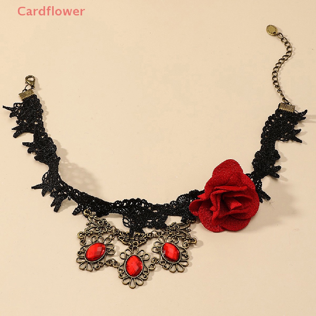 Vòng Cổ Choker Ren Hoa Đính Đá Phong Cách Gothic Thời Trang Mới