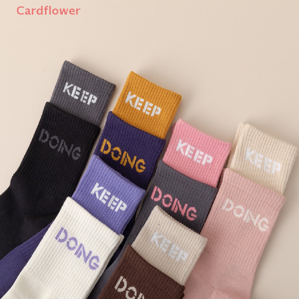 &lt; Cardflower &gt; Vớ Tập Yoga Pilates Cổ Trung Bằng Silicon Chống Trượt Hai Màu Tương Phản Mới Cho Nữ