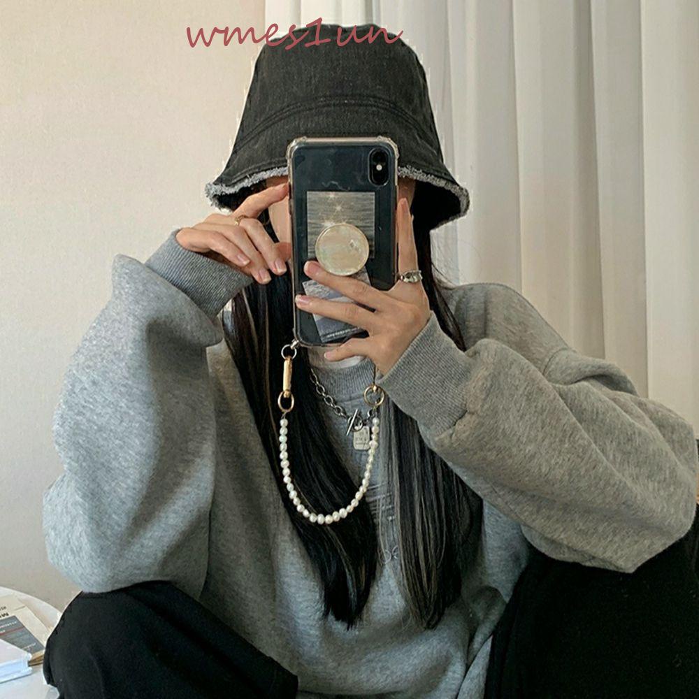 Nón Bucket WMES15H Viền Xanh Dương Phong Cách Cao Bồi Hàn Quốc Chống Nắng Cho Nữ