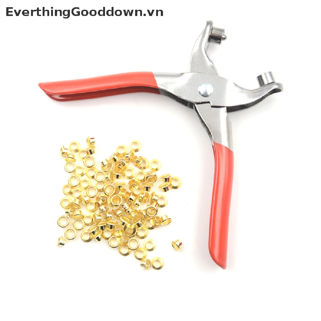 Everthinggooddown Set Kìm Bấm Lỗ Đinh Tán Kèm 20 Khoen Cho Giày Da Túi Xách