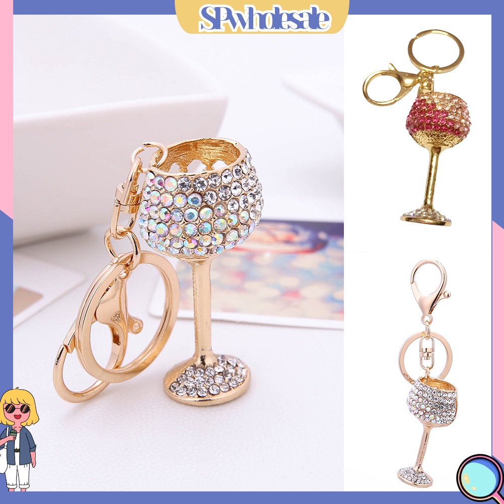 <SPwholesale> Móc Khóa Hình Ly Rượu Đính Đá Thời Trang Phong Cách