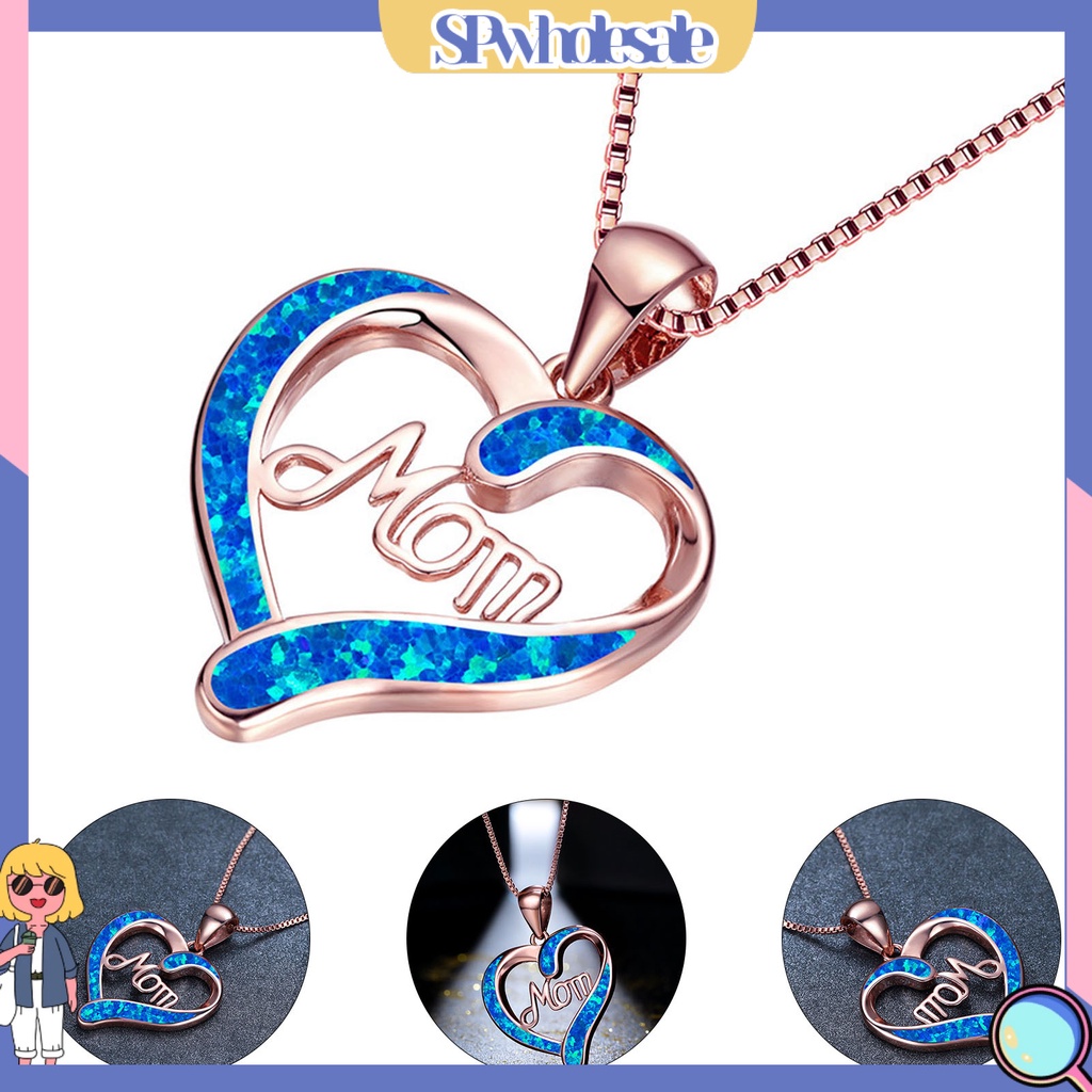 &lt;SPwholesale&gt; Vòng cổ Mặt Trái Tim Khắc Chữ Tinh Xảo Cho Mẹ