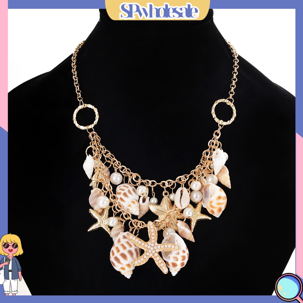 <SPwholesale> Vòng cổ Nhiều Lớp Hình Vỏ Sò / Sao Biển / Ngọc Trai Nhân Tạo Thời Trang Cho Nữ