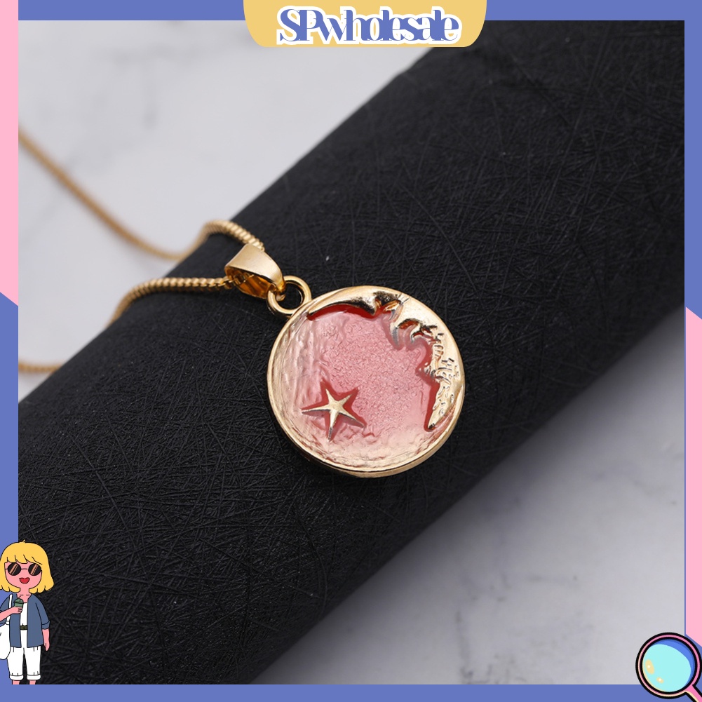 &lt;SPwholesale&gt; Vòng cổ Mặt Hình Ngôi Sao / Mặt Trăng Tráng Men Lãng Mạn Cho Nữ