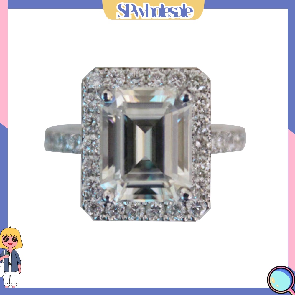 <SPwholesale> Nhẫn Đính Hôn Mặt Vuông Đính Đá Sang Trọng Dành Cho Nữ