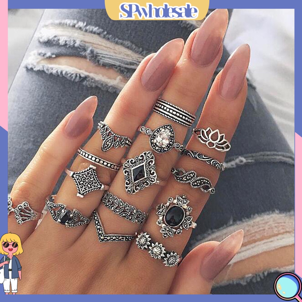 <SPwholesale> Set 11 / 13 / 15 Nhẫn Đeo Khớp Ngón Tay Phong Cách Bohemian