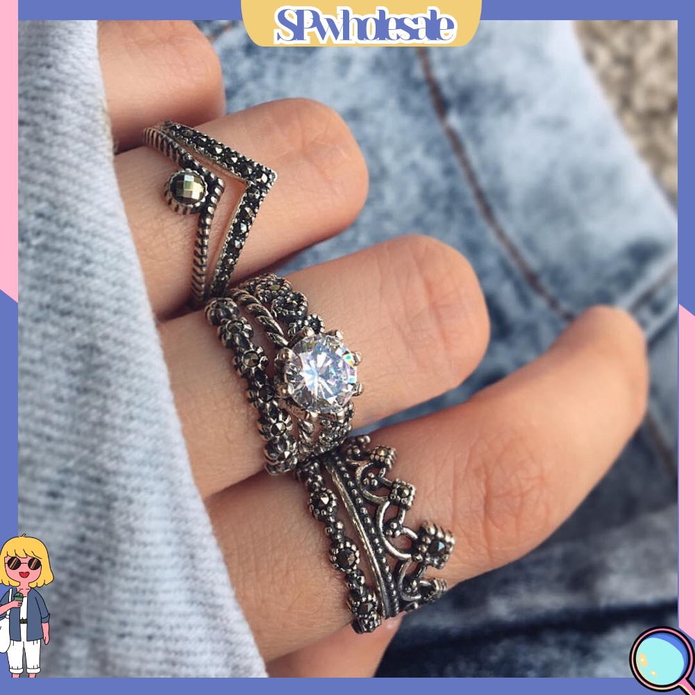 <SPwholesale> Set 7 Nhẫn Đeo Khớp Ngón Tay Phong Cách Bohemia Vintage Cho Nữ