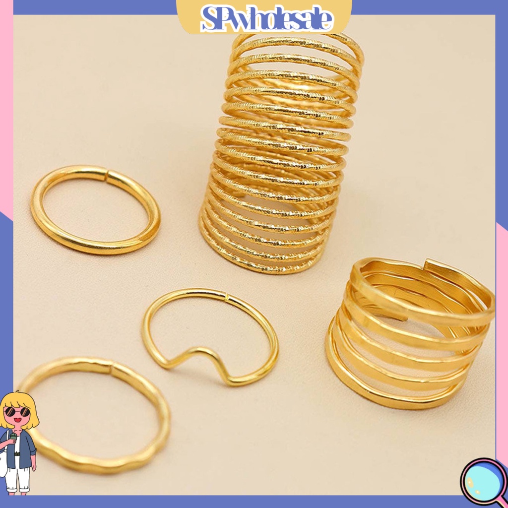 <SPwholesale> Set 5 Nhẫn Đeo Khớp Ngón Tay Đơn Giản Thời Trang Nữ