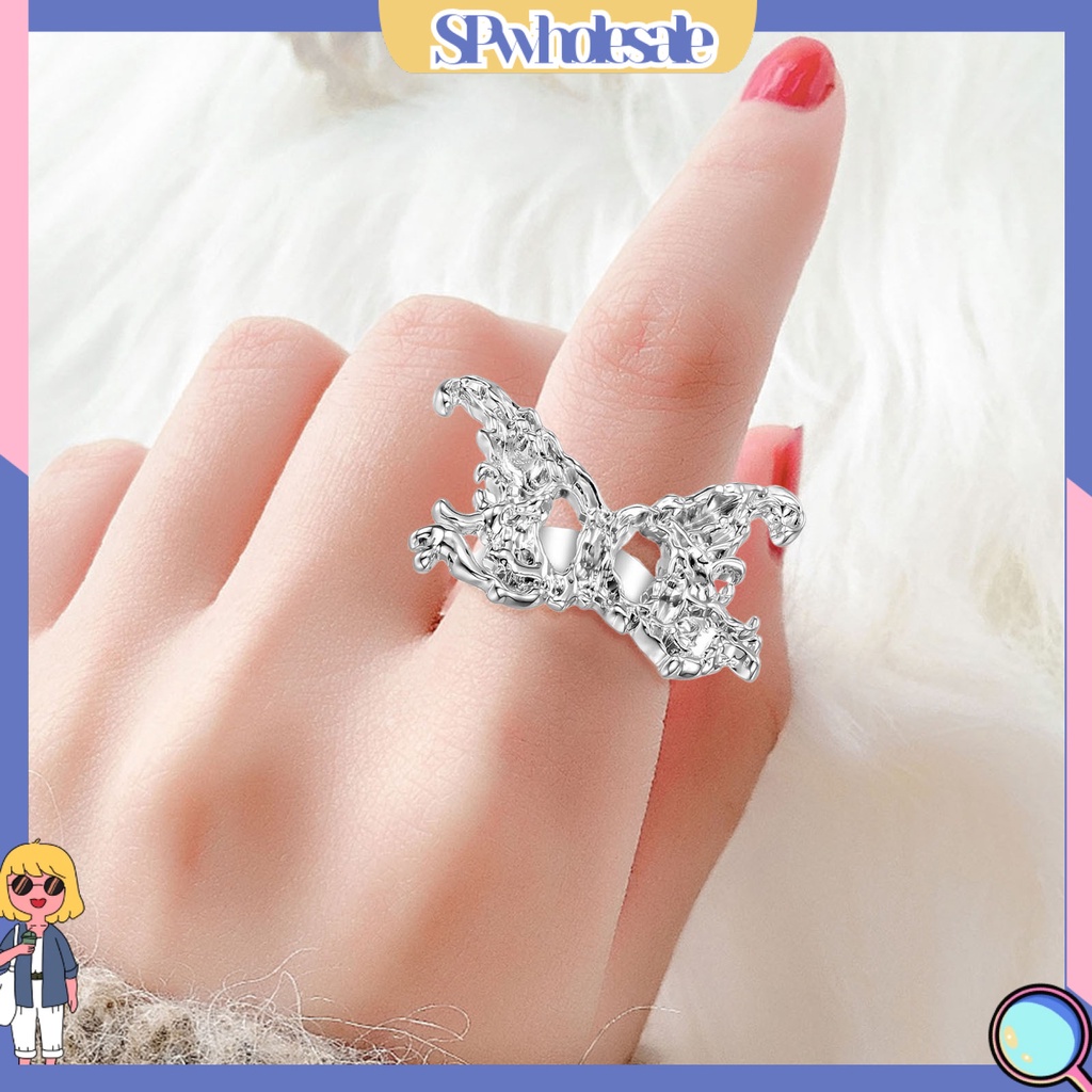 &lt;SPwholesale&gt; Nhẫn Dạng Hở Hình Bướm Lấp Lánh Dễ Phối Đồ Có Thể Điều Chỉnh Trang Sức Dự Tiệc Cho Nữ