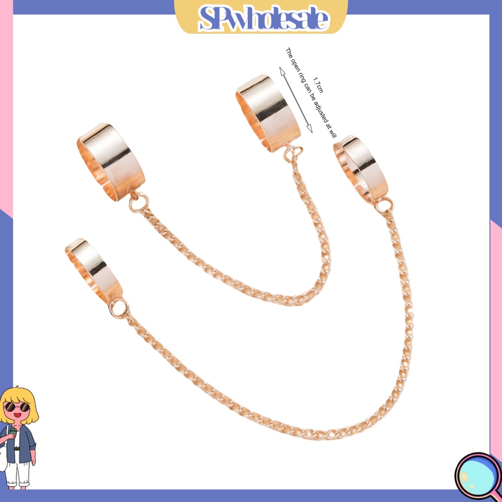 &lt;SPwholesale&gt; 1 Bộ Nhẫn Hợp Kim Tích Hợp Dây Xích Thời Trang