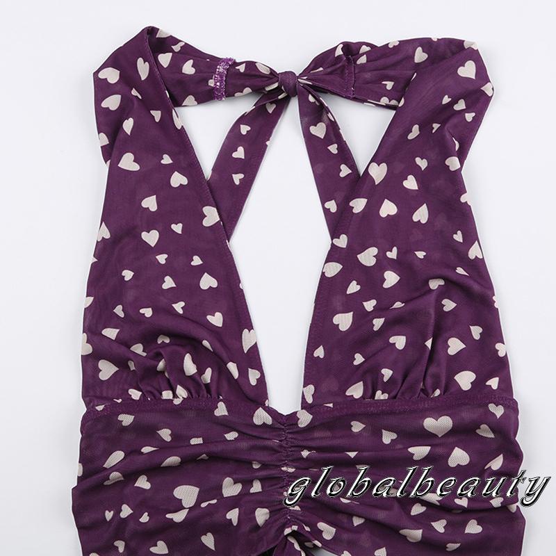 Áo Hai Dây Mùa Hè Họa Tiết Trái Tim Hở Lưng Gợi Cảm Cho Nữ