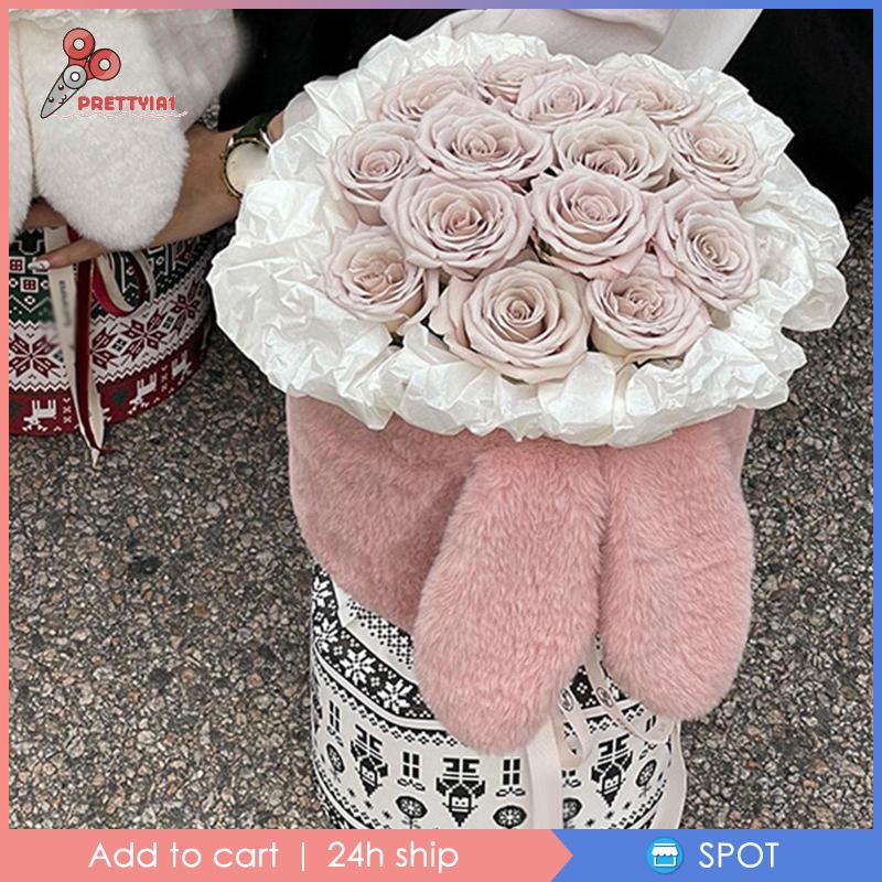 [Prettyia1] Bó Hoa Tai Thỏ Làm Thủ Công Trang Trí Năm Mới DIY