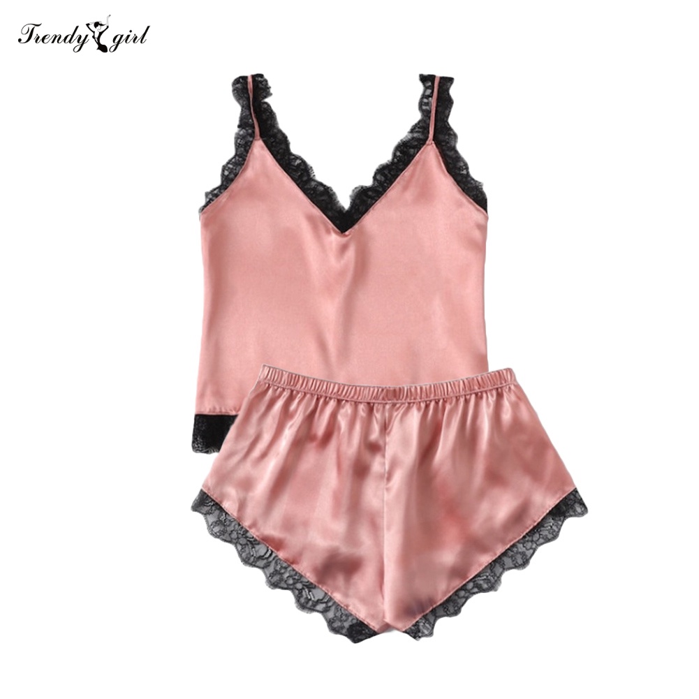 Bộ Đồ Ngủ Sát Nách Cổ Chữ V Phối Ren + Quần Short Thời Trang Cho Nữ