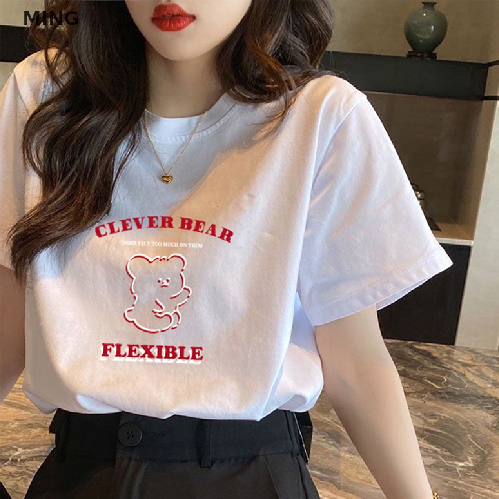 Áo Thun Tay Ngắn Cổ Tròn In Họa Tiết Hoạt Hình Vui Nhộn Thời Trang Mùa Hè Cho Nữ