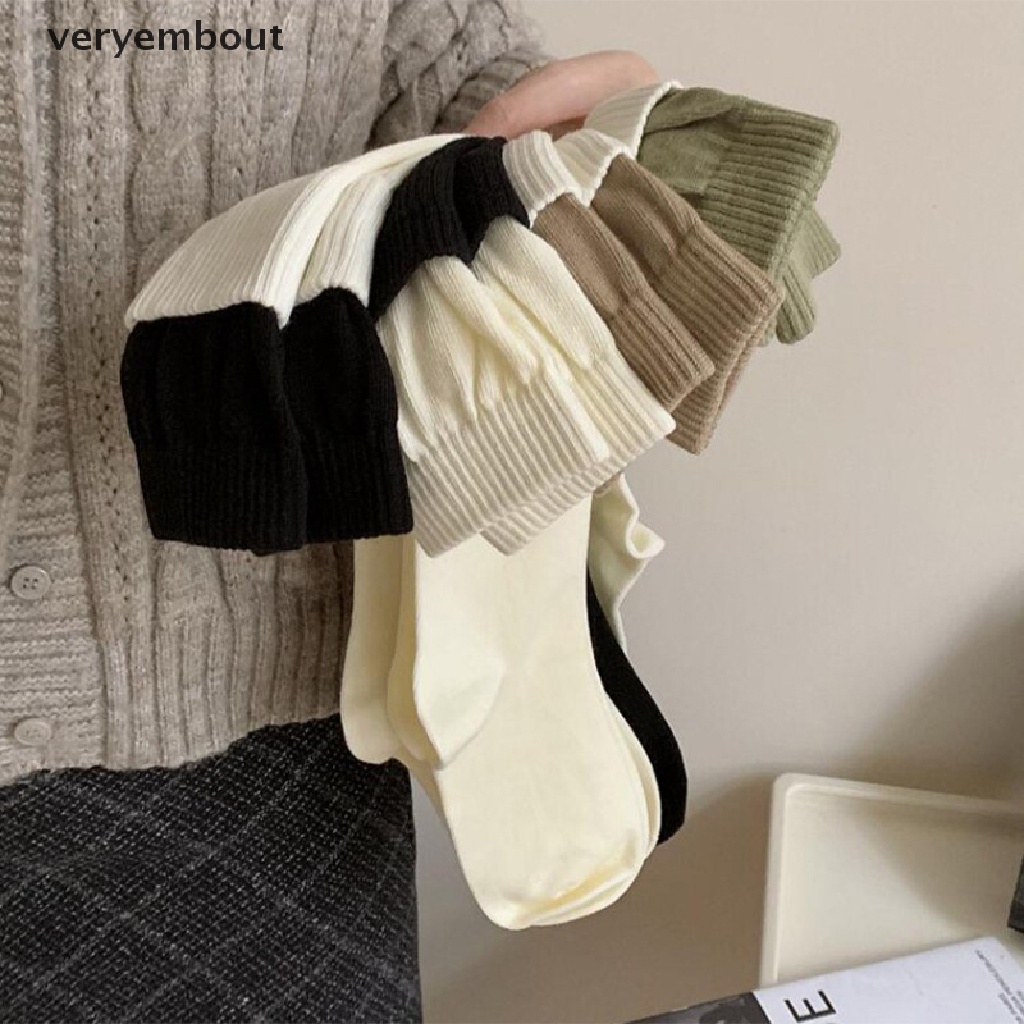 Vớ Cotton Cao Cấp Giữ Ấm Miệng Phối Màu Thời Trang Thu Đông Phong Cách Hàn Quốc Dành Cho Nữ