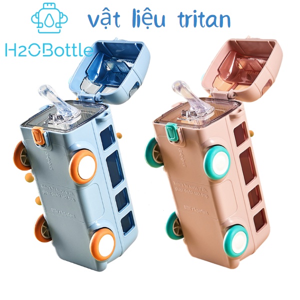 Bình Nước Nhựa Màu Sắc Tuyến Tính Cốc Nhựa Uống Nước Hình Vuông Bình Nước đôi/Bình Nước Xe Bus Phiên Bản Mới - H2OBottle